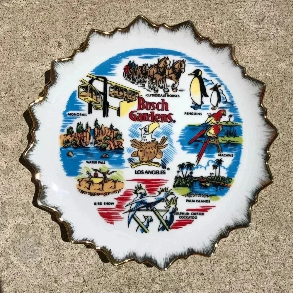 Vintage Busch Gardens Los Angeles Souvenir Plate